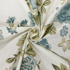 Cotton Super King Bedsheet with 2 Pillow Covers - Cream Base with Teal & Olive Floral Print (108x108 inches)