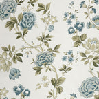 Cotton Super King Bedsheet with 2 Pillow Covers - Cream Base with Teal & Olive Floral Print (108x108 inches)