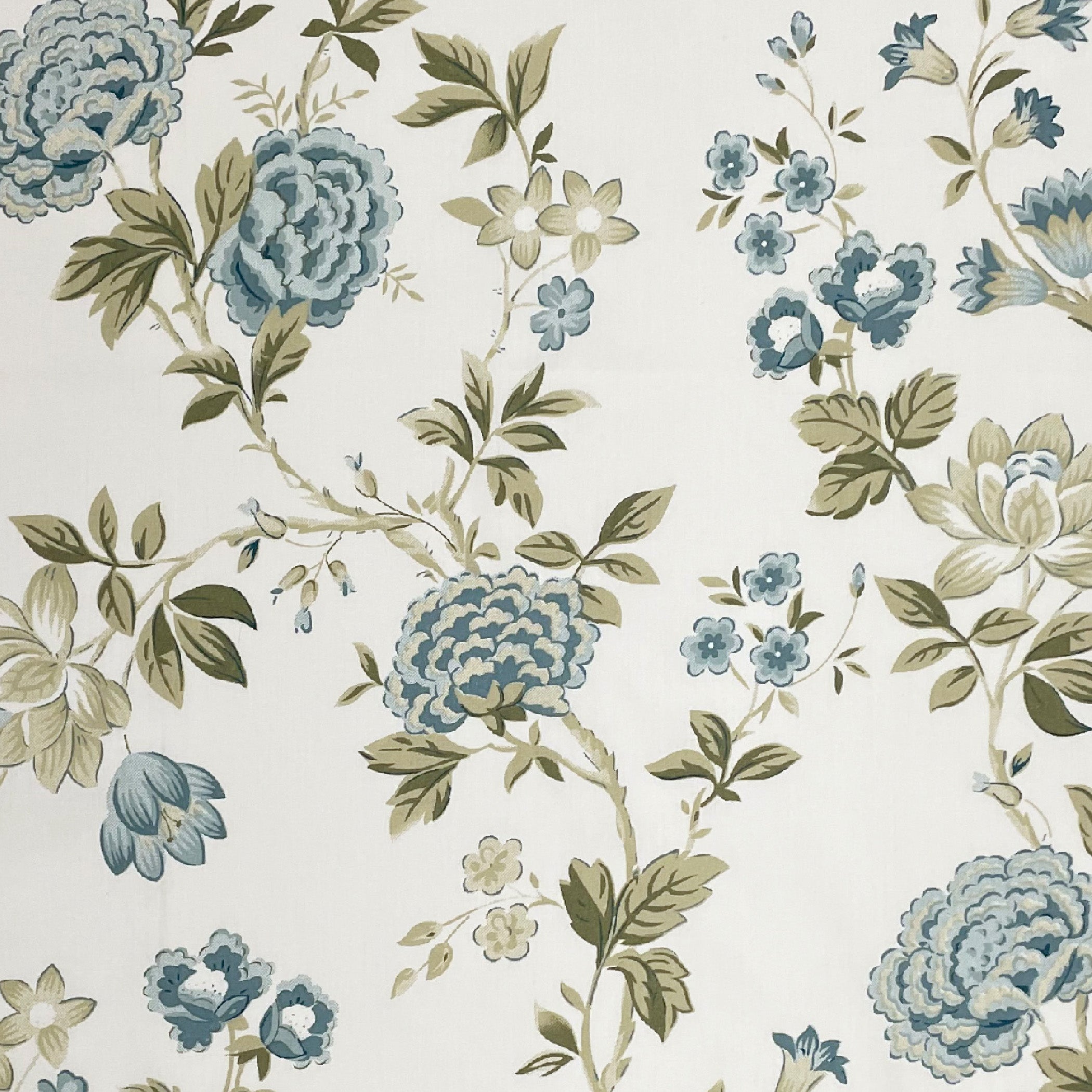 Cotton Super King Bedsheet with 2 Pillow Covers - Cream Base with Teal & Olive Floral Print (108x108 inches)
