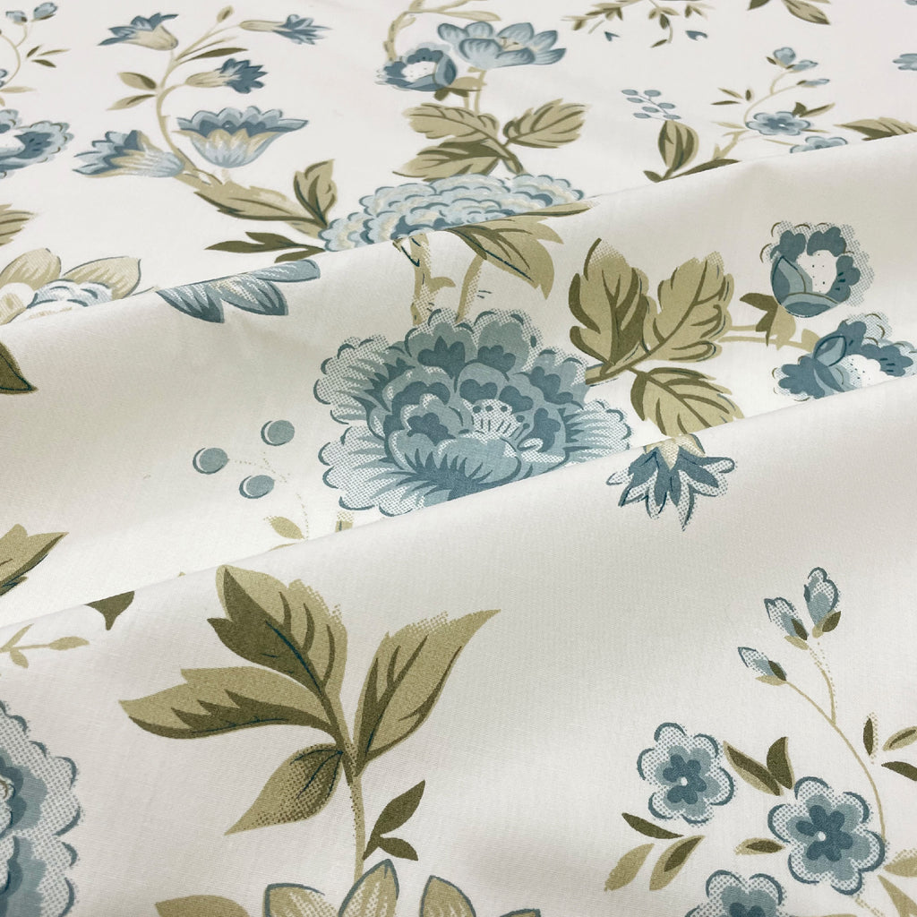 Cotton Super King Bedsheet with 2 Pillow Covers - Cream Base with Teal & Olive Floral Print (108x108 inches)