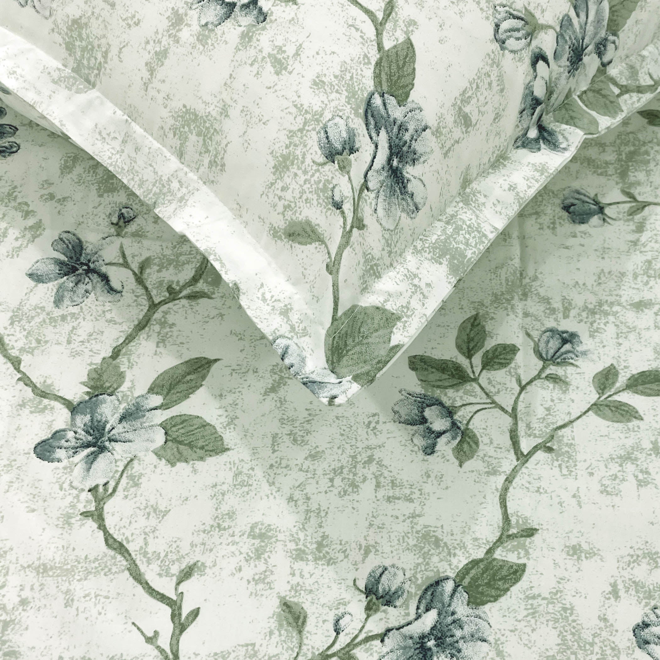 Cotton Super King Bedsheet with 2 Pillow Covers - Soft Grey Floral Vine Print (108x108 inches)