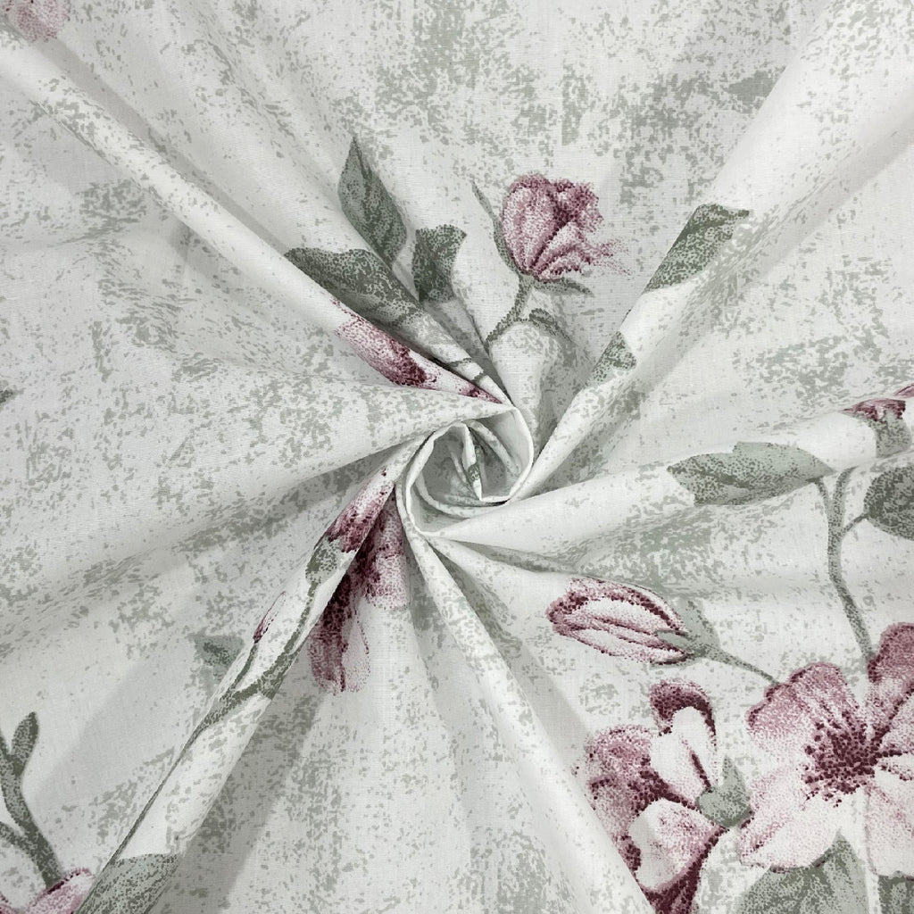Cotton Super King Bedsheet with 2 Pillow Covers - Mint Green Floral Vine Print (108x108 inches)