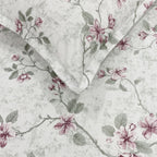 Cotton Super King Bedsheet with 2 Pillow Covers - Mint Green Floral Vine Print (108x108 inches)