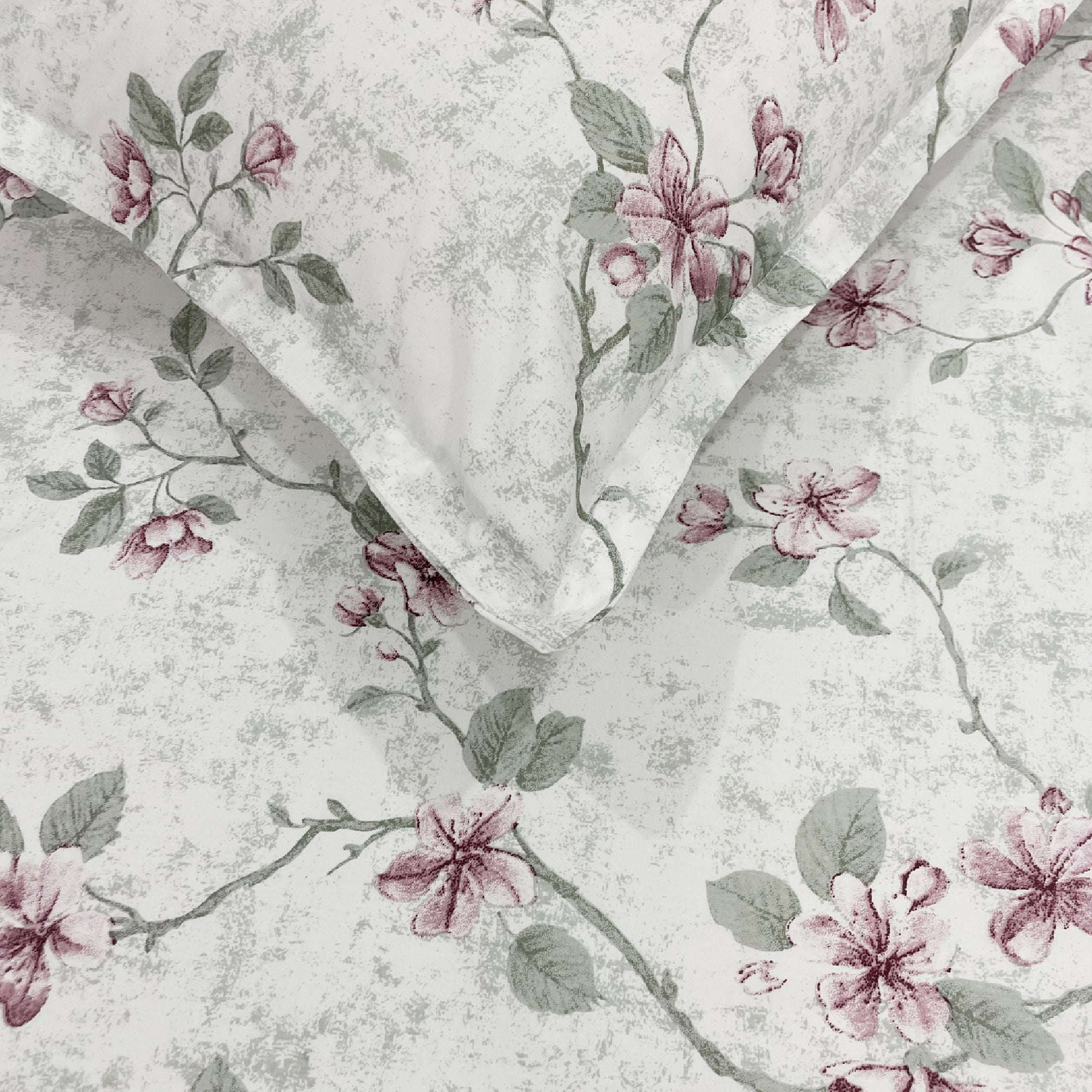 Cotton Super King Bedsheet with 2 Pillow Covers - Mint Green Floral Vine Print (108x108 inches)