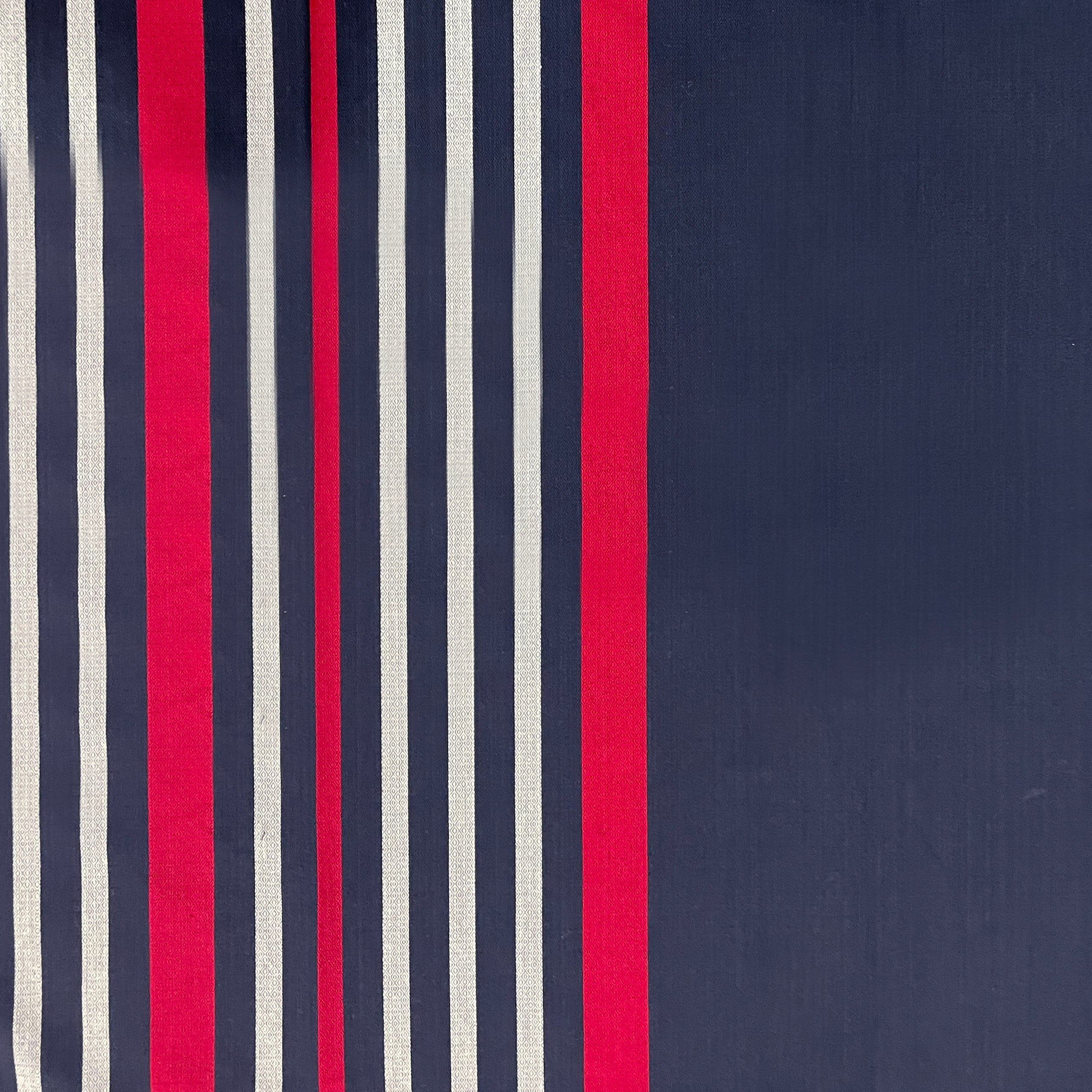 Navy Blue & Red Striped Pure Cotton 240 TC Super King  Bedsheet with 2 Pillow Covers (108x108 Inches)