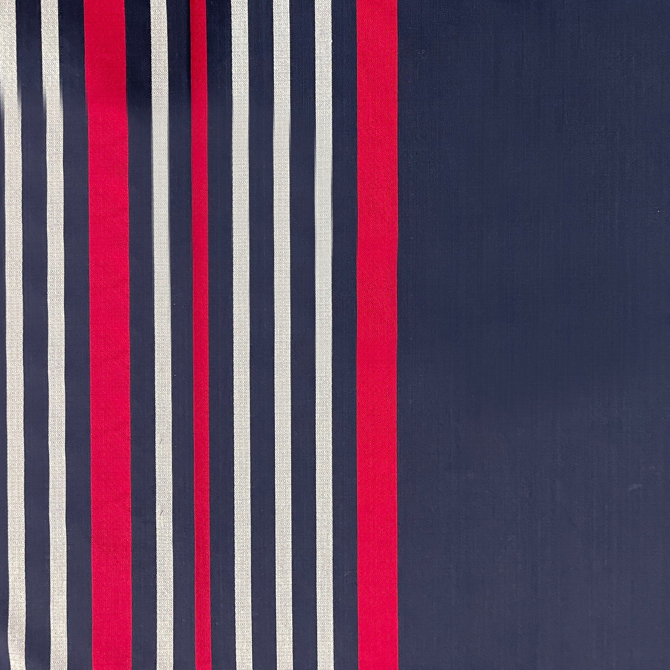 Navy Blue & Red Striped Pure Cotton 240 TC Super King  Bedsheet with 2 Pillow Covers (108x108 Inches)
