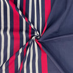 Navy Blue & Red Striped Pure Cotton 240 TC Super King  Bedsheet with 2 Pillow Covers (108x108 Inches)