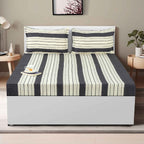 Monochrome Elegance - Yarn-Dyed Striped Super King Bedsheet (108x108 Inches)