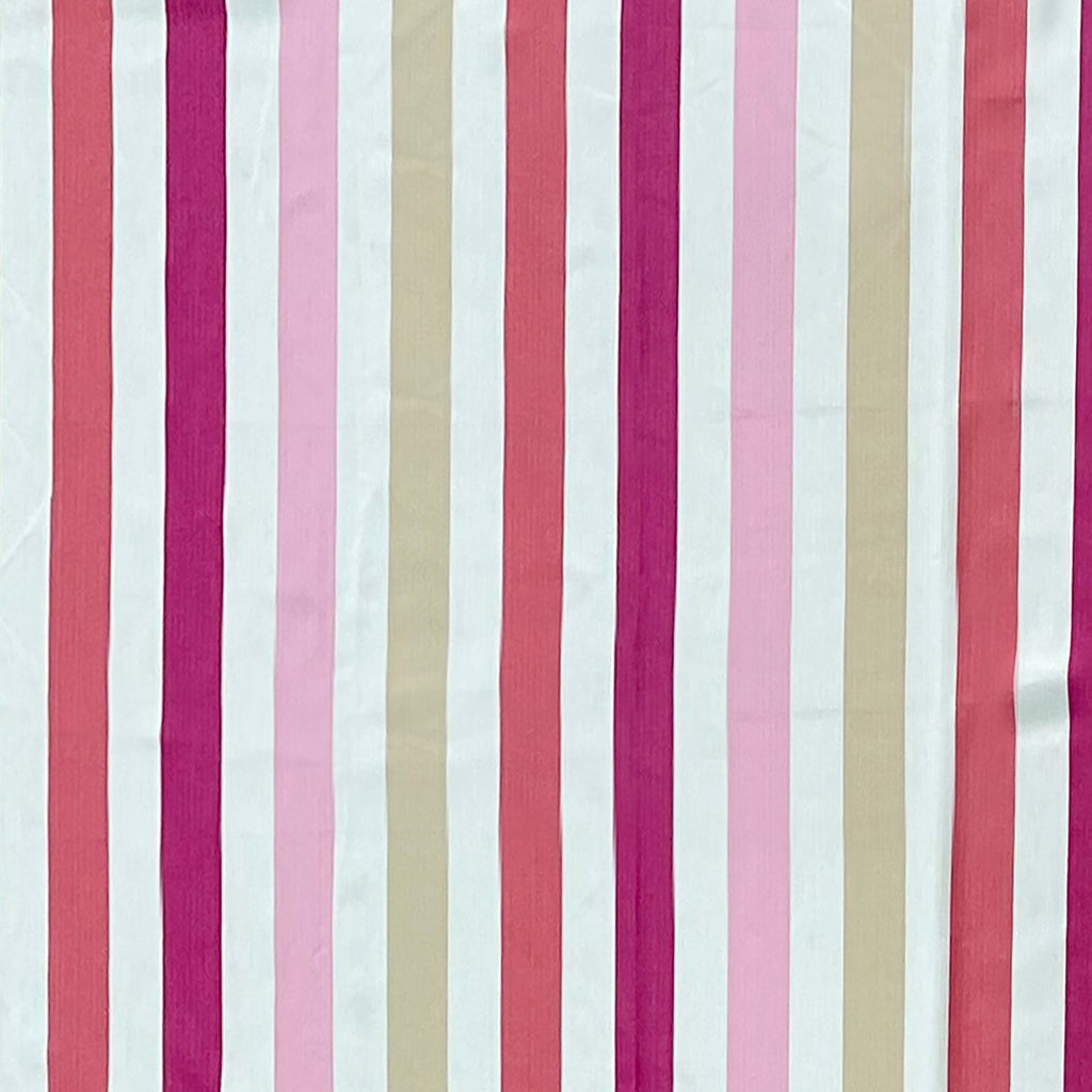 Pink & Multicolor Striped Pure Cotton 240 TC King Fitted Bedsheet with 2 Pillow Covers (72x78x10 Inches)