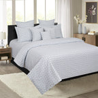 Sky Blue Zig-Lines Super King Bedsheet with 2 Pillow Covers 200TC (108x108 inches)