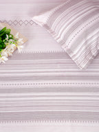 Soft Lavender Striped Super King Bedsheet with 2 Pillow Covers 200TC - Minimal & Elegant Design (108x108 inches)