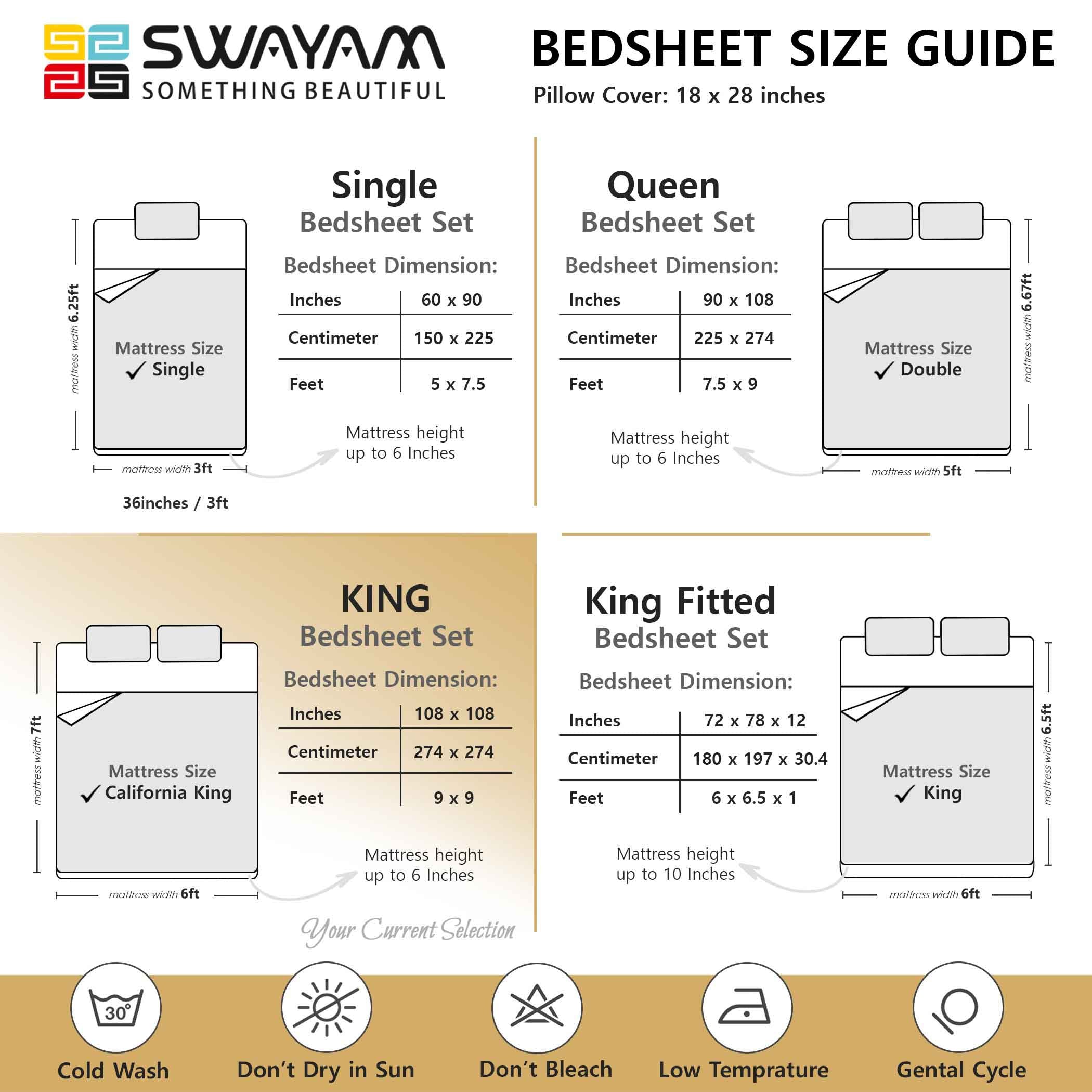 Rustic Kaleidoscope – 200TC Pure Cotton Single Bedsheet (60x90 Inches)