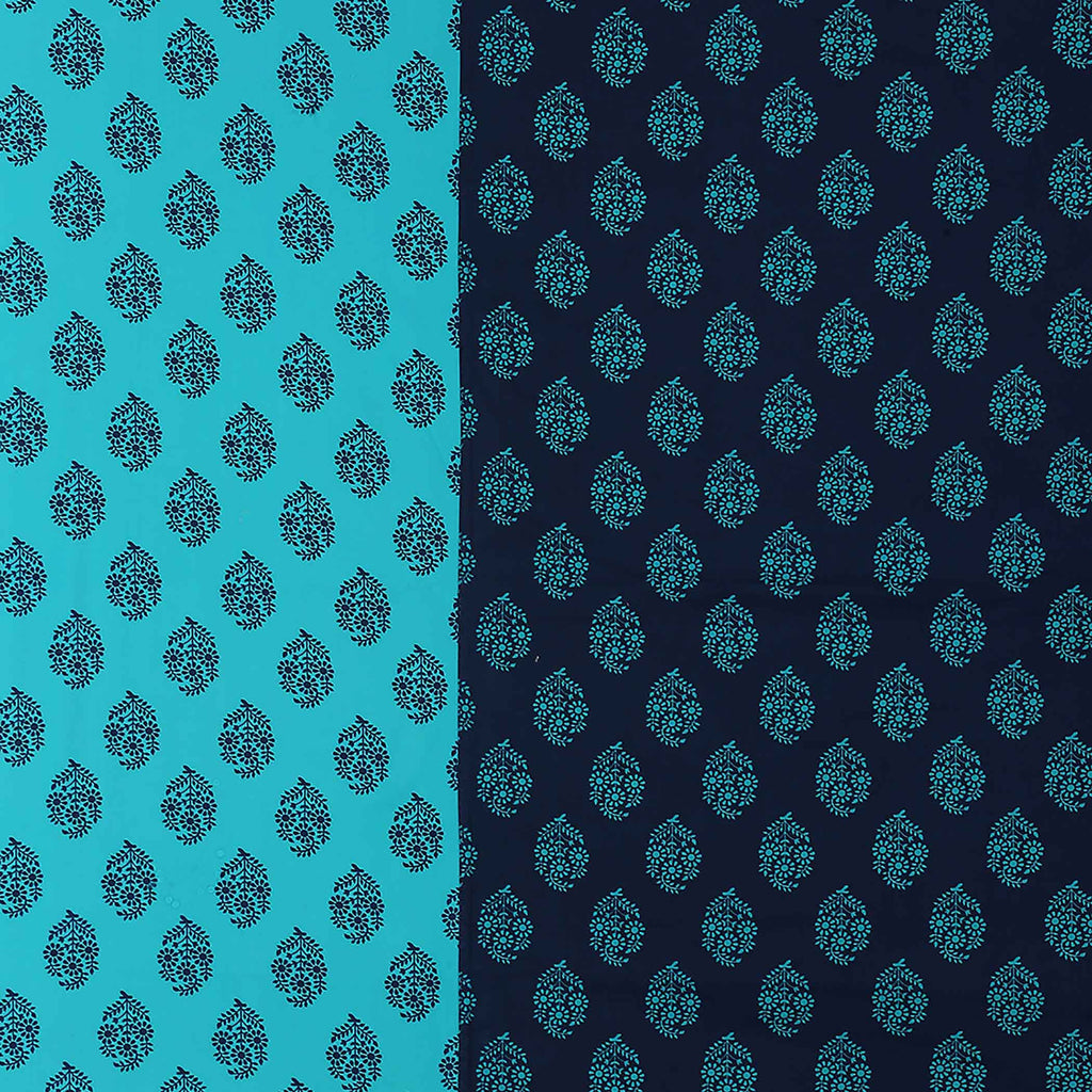 Indigo Oasis - Traditional Buti 200TC Cotton Double King (90x108 Inches)