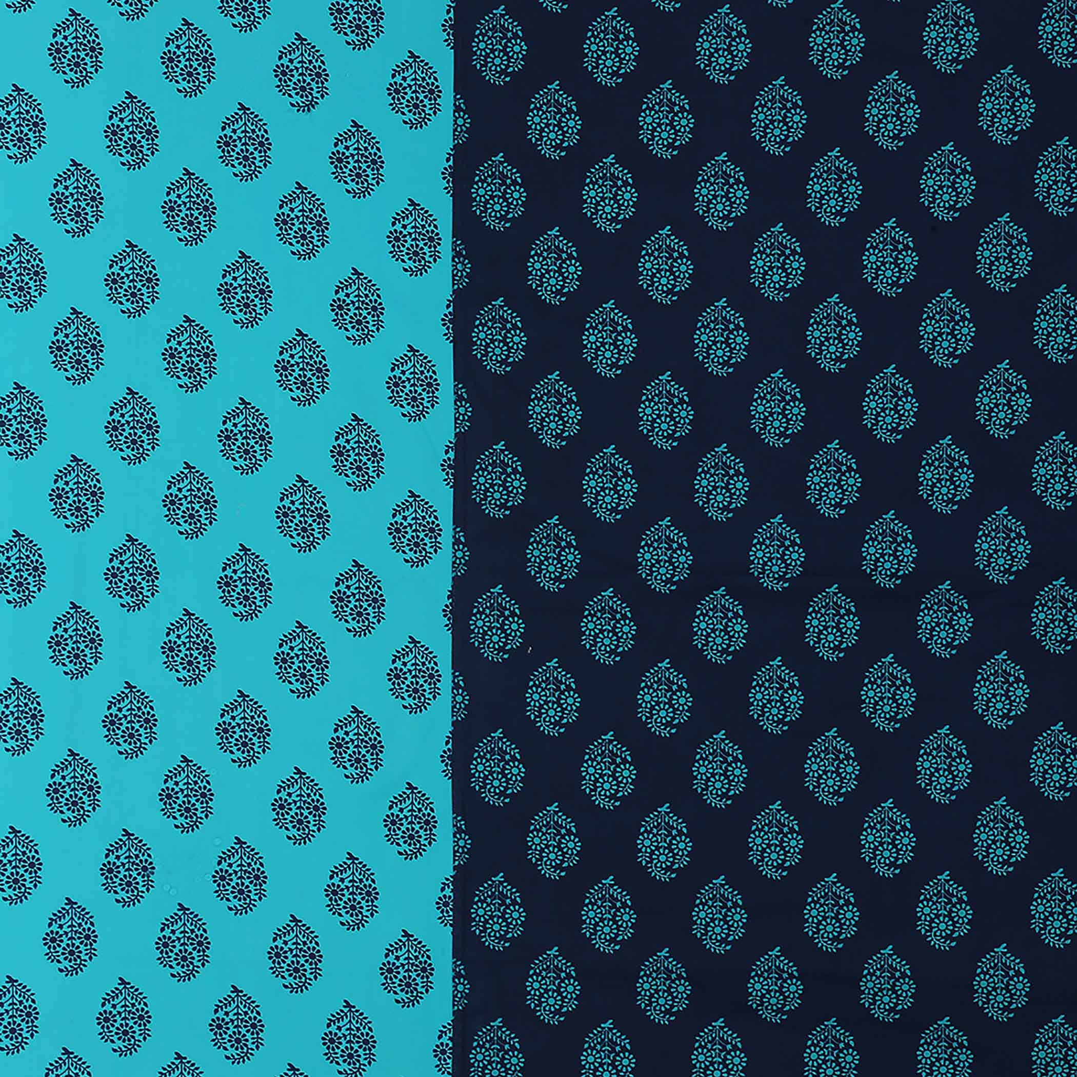 Indigo Oasis - Traditional Buti 200TC Cotton Double King (90x108 Inches)