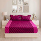 Magenta Mirage - Ethnic Buti 200TC Cotton Super King Bedsheet (108x108 Inches)