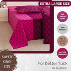 Magenta Mirage - Ethnic Buti 200TC Cotton Super King Bedsheet (108x108 Inches)