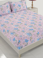 Floral Print 144 TC Super King Bedsheet (108 x 108) Inches With 2 Pillow Cover