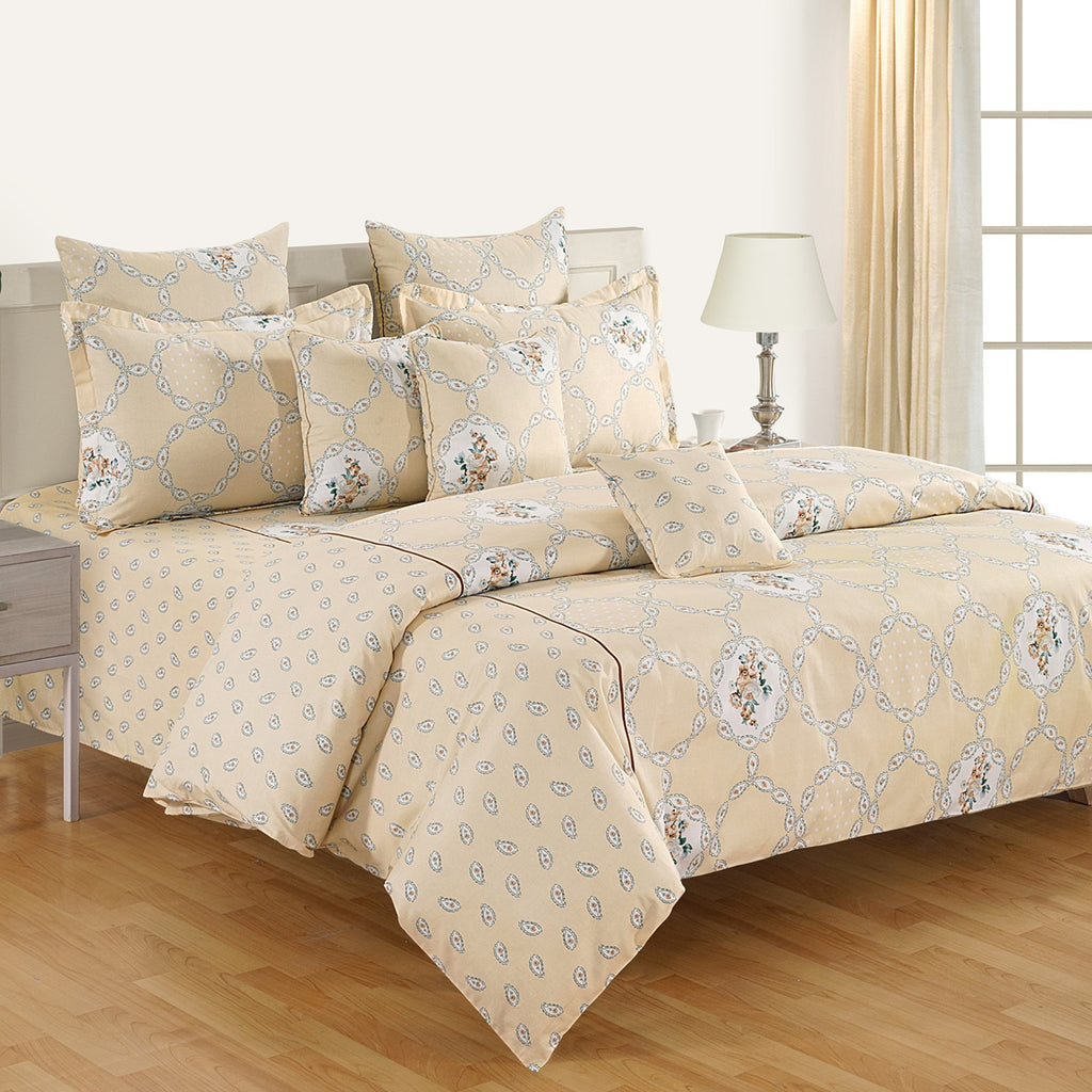 Peach Parlor Paisley - European Elegance 144TC Roto Cotton Super King Bedsheet (108x108 Inches)