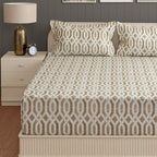 Honeyed Hexagon - Regal 144TC Cotton in Earthy Brown Super King Bedsheet (108x108 Inches)