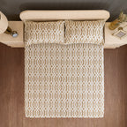 Honeyed Hexagon - Regal 144TC Cotton in Earthy Brown Super King Bedsheet (108x108 Inches)