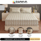 Honeyed Hexagon - Regal 144TC Cotton in Earthy Brown Super King Bedsheet (108x108 Inches)