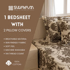 Baroque Splendor - Classic 144TC Roto Cotton Ethnic Motif Super King Bedsheet (108x108 Inches)