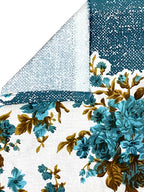 Blue Blossom Floral Pure Cotton 144 TC Super King Bedsheet with 2 Pillow Covers (108x108 Inches)