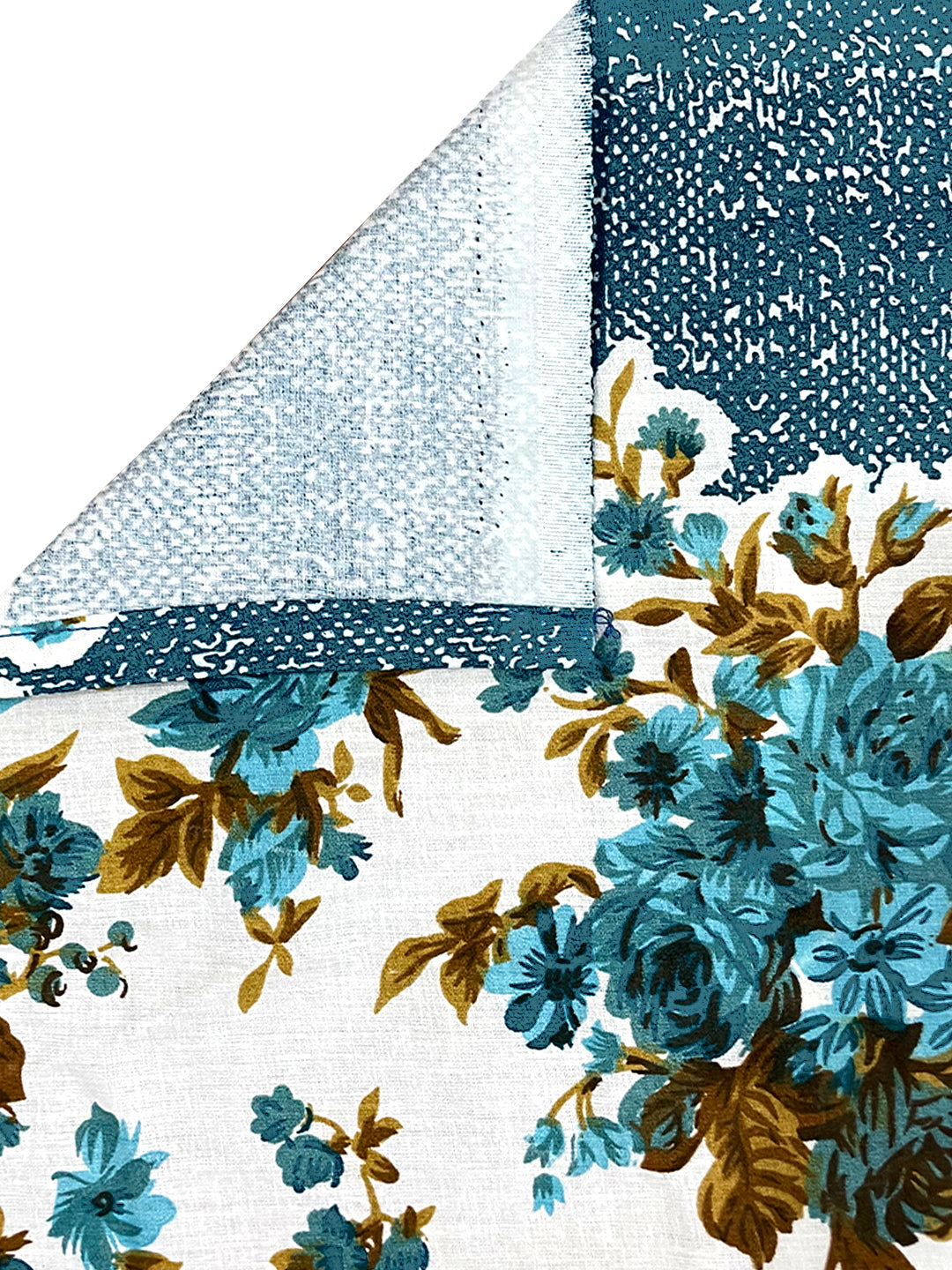 Blue Blossom Floral Pure Cotton 144 TC Super King Bedsheet with 2 Pillow Covers (108x108 Inches)