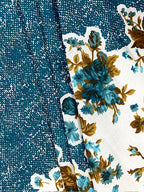 Blue Blossom Floral Pure Cotton 144 TC Super King Bedsheet with 2 Pillow Covers (108x108 Inches)