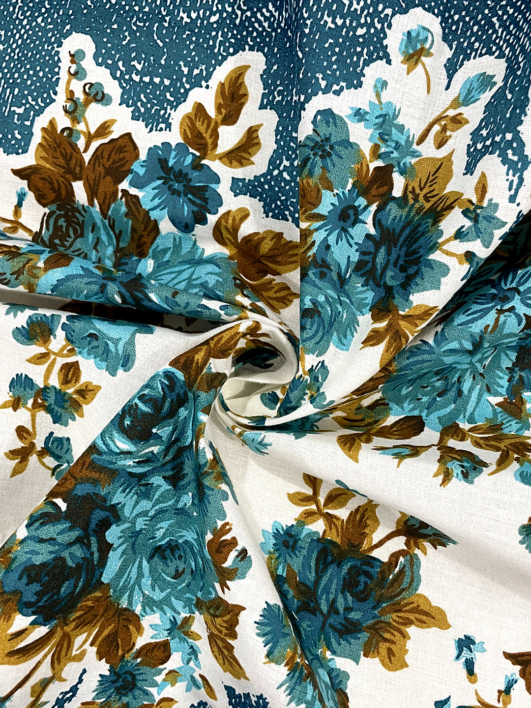 Azure Rose Garden 144 TC Pure Cotton Bedsheet Set with Pillow Cover