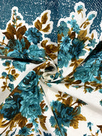 Blue Blossom Floral Pure Cotton 144 TC Super King Bedsheet with 2 Pillow Covers (108x108 Inches)