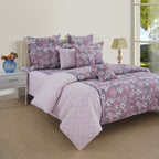 Pink Floral Super King Bedsheet with 2 Pillow Covers 144TC - Soft & Elegant Print (108x108 inches)