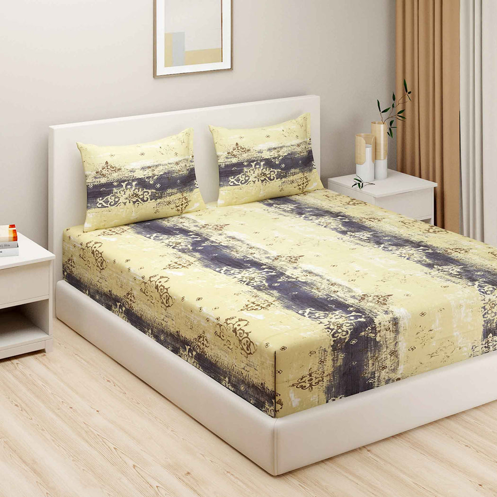 Dusk Texture - Warm Pastel 160TC Cotton Super King Bedsheet (108x108 Inches)