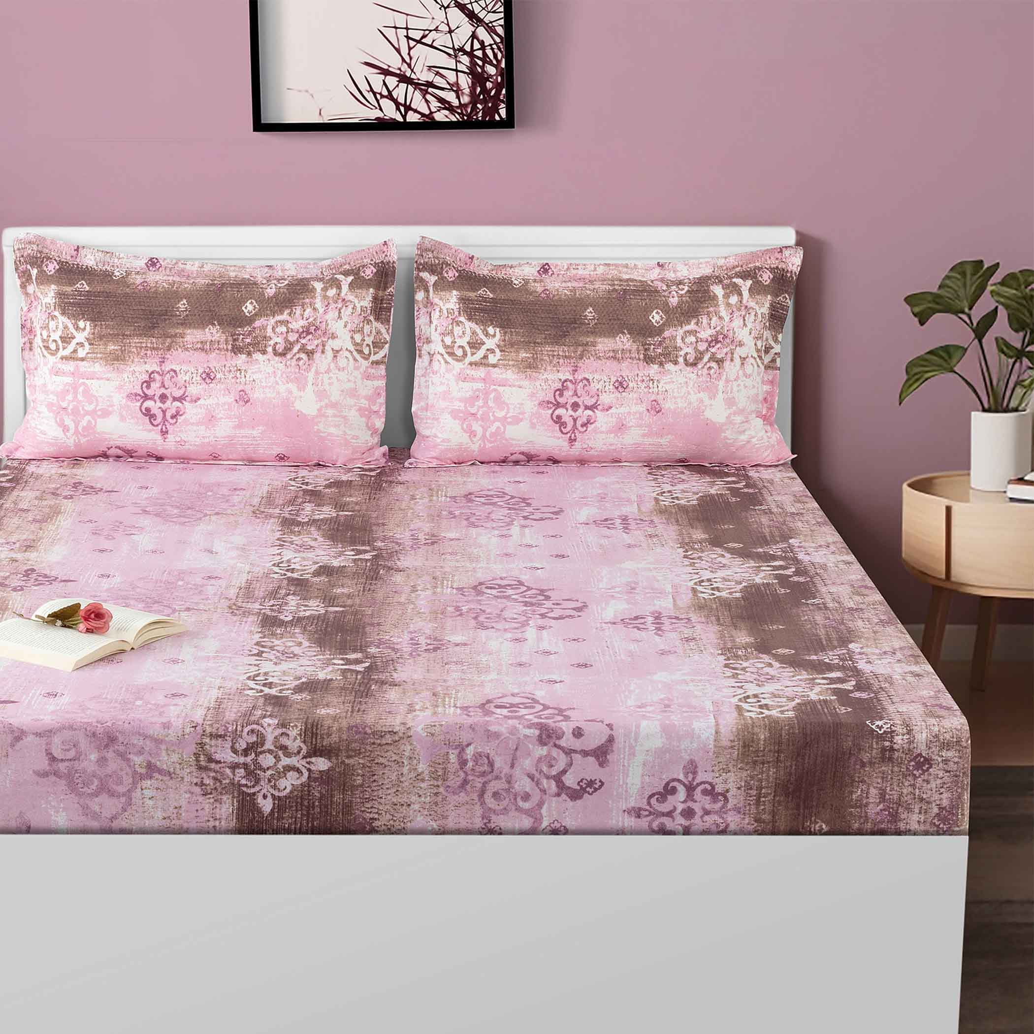 Sunbeam Texture - Golden Hues 160TC Cotton Super King Bedsheet (108x108 Inches)