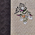 Beige Floral Accent Print Pure Cotton 160 TC Super King Bedsheet with 2 Pillow Covers (108x108 Inches)