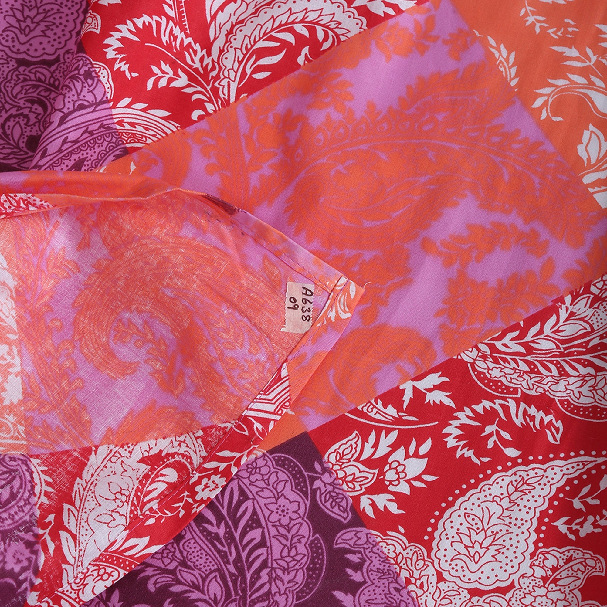 Pink & Purple Patchwork Paisley Print Pure Cotton 160 TC Super King Bedsheet with 2 Pillow Covers (108x108 Inches)