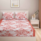 Coral Garden - 160TC Pure Cotton Super King Bedsheet (108x108 Inches)