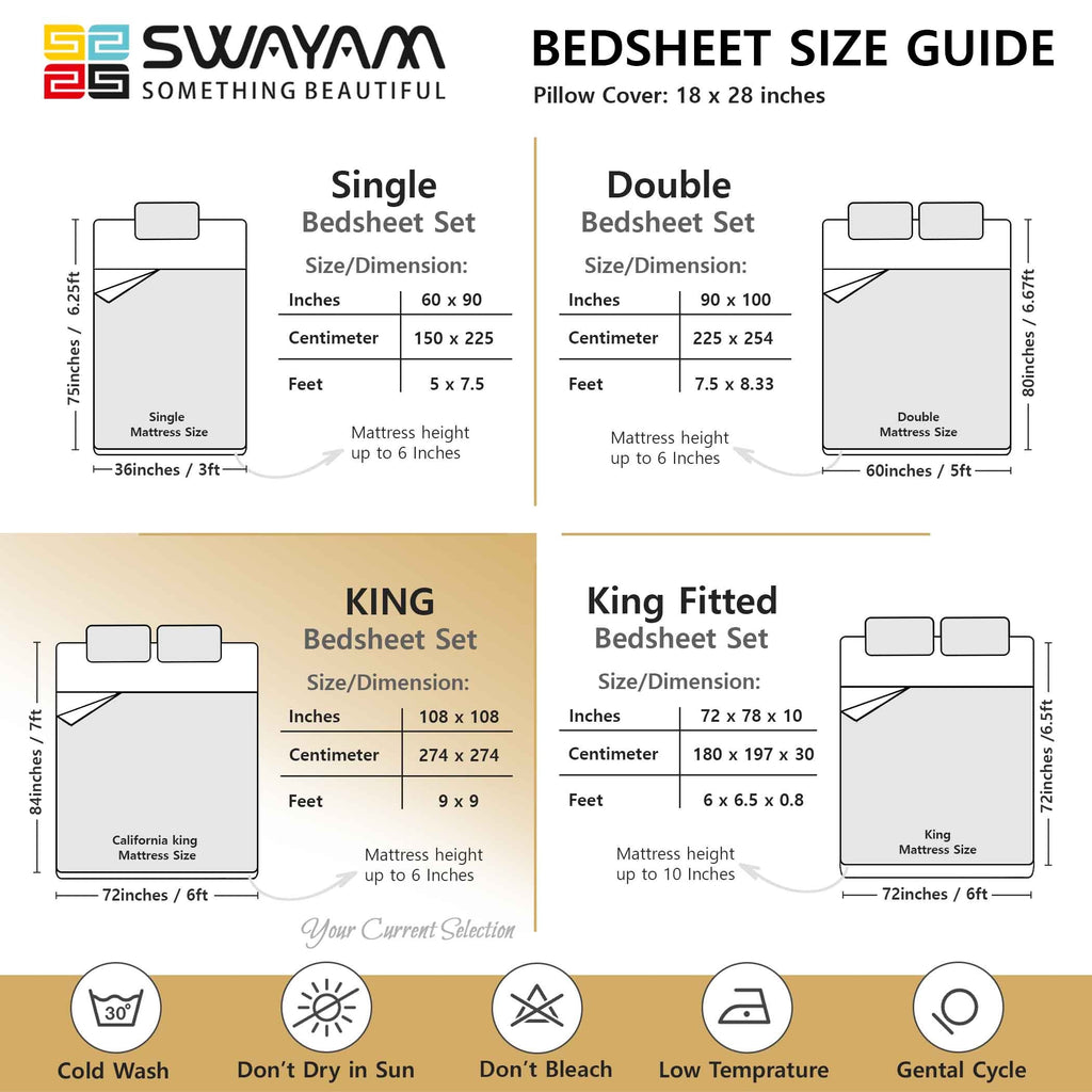 Autumn Meadow - 160TC Pure Cotton Super King Bedsheet (108x108 Inches)