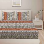 Brown Heritage - 160TC Pure Cotton Super King Bedsheet (108x108 Inches)