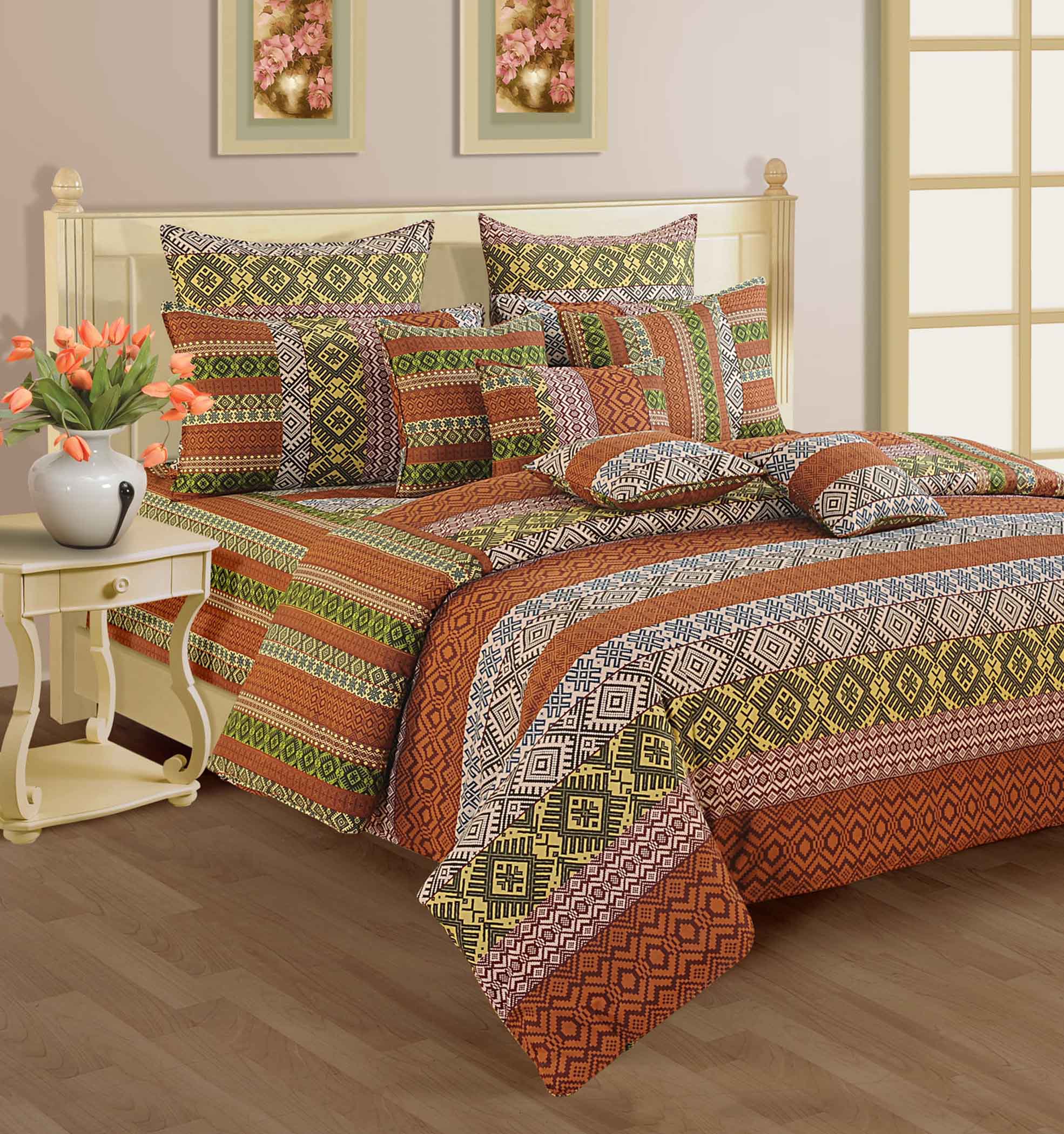 Brown Heritage - 160TC Pure Cotton Super King Bedsheet (108x108 Inches)