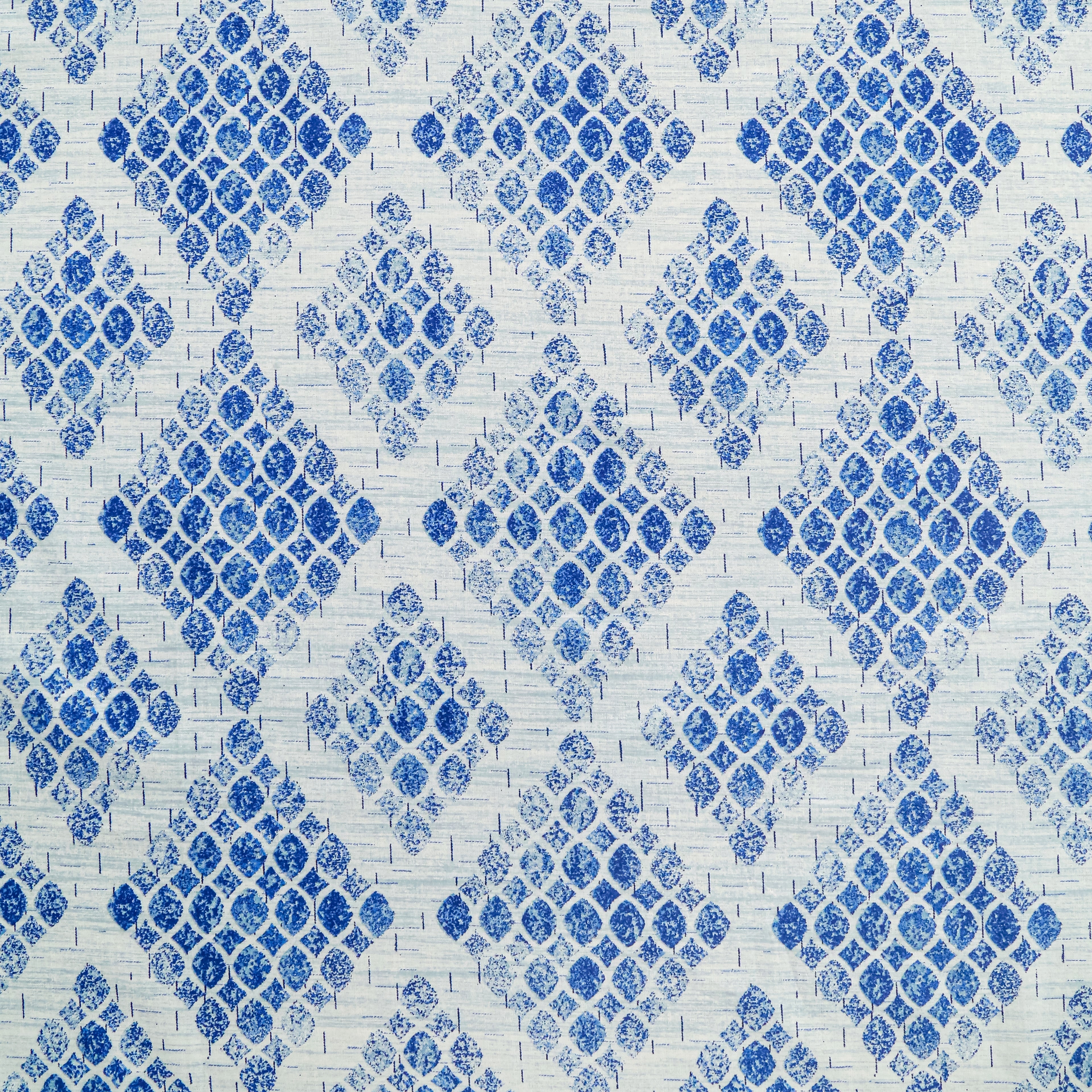 Blue Geometric Print Pure Cotton 160 TC Super King Bedsheet with 2 Pillow Covers (108x108 Inches)