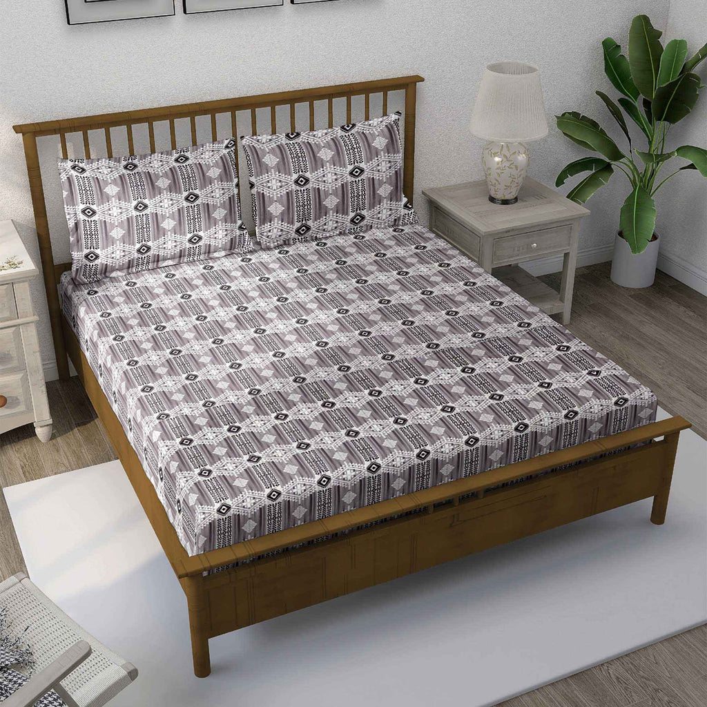 Purple Aztec - 160TC Pure Cotton Super King Bedsheet (108x108 Inches)