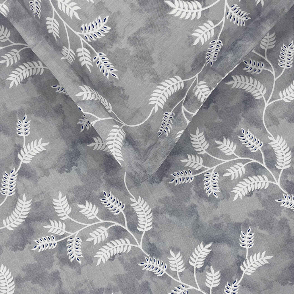 Grey Serenity - Leafy 160TC Pure Cotton Super King Bedsheet (108x108 Inches)