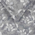 Grey Serenity - Leafy 160TC Pure Cotton Super King Bedsheet (108x108 Inches)