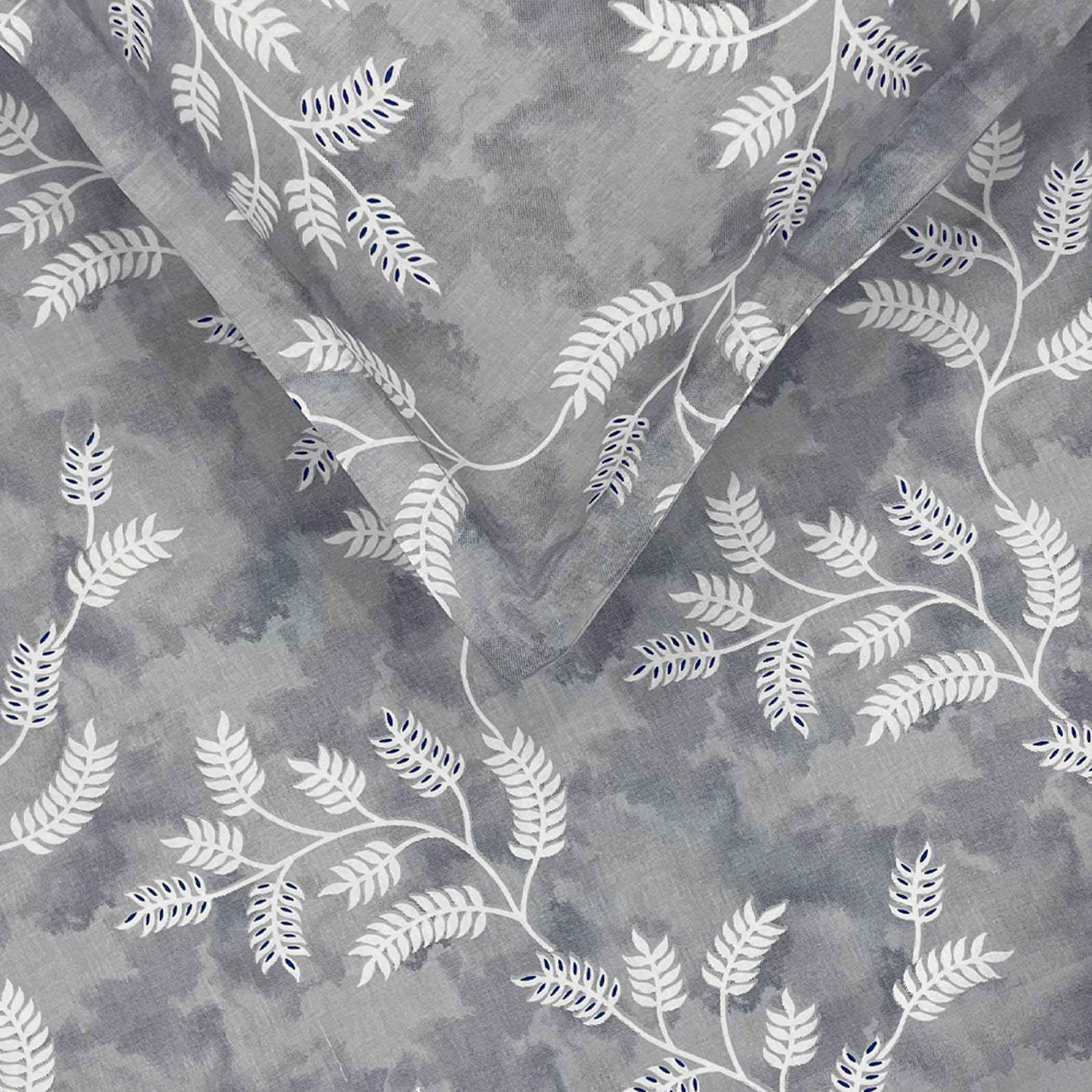 Grey Serenity - Leafy 160TC Pure Cotton Super King Bedsheet (108x108 Inches)