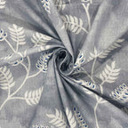 Grey Serenity - Leafy 160TC Pure Cotton Super King Bedsheet (108x108 Inches)