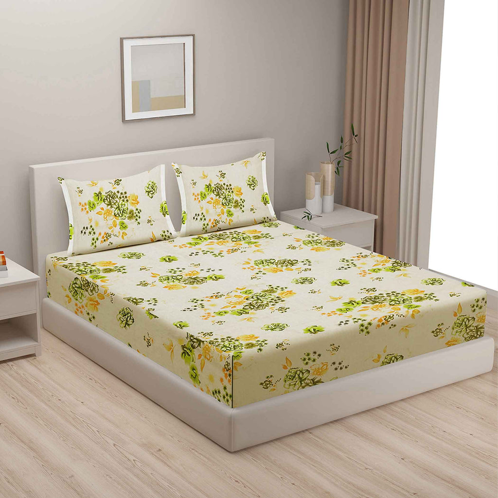 Green Meadow - 160TC Pure Cotton Super King Bedsheet (108x108 Inches)
