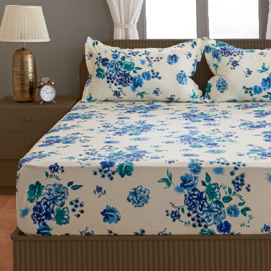 Blue Meadow - 160TC Pure Cotton Double Queen (90x100 Inches)