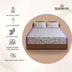 Pastel Petal Serenity - Soft Pink 120TC 100% Cotton Floral Super King Bedsheet (108x108 Inches)