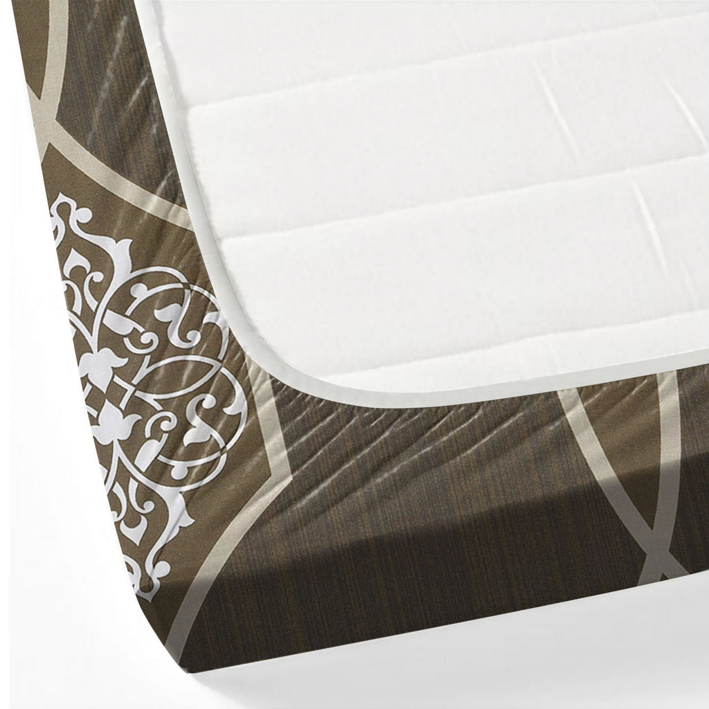 Classic Olive Royale Cotton Super King Bedsheet with 2 Pillow Covers 250TC - Geometric Art Pattern (108x108 inches)